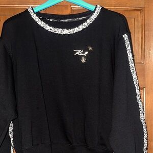 Karl Lagerfeld Black Sweater with White Accents